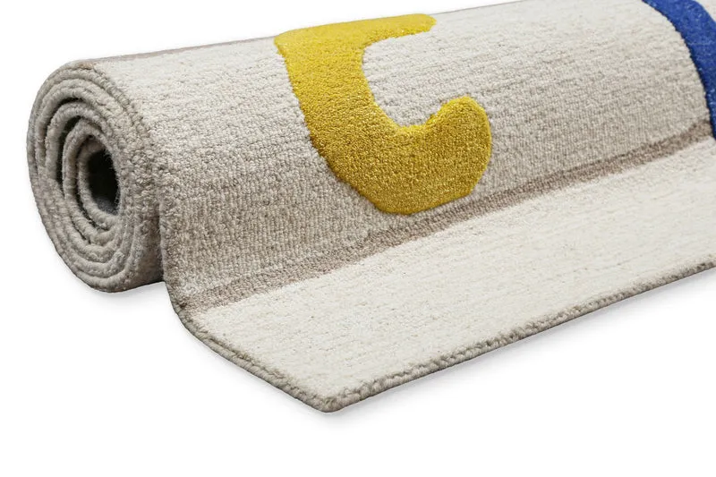 Kinderteppich aus Schurwolle Beige Multi "Countdown" Smart Kids