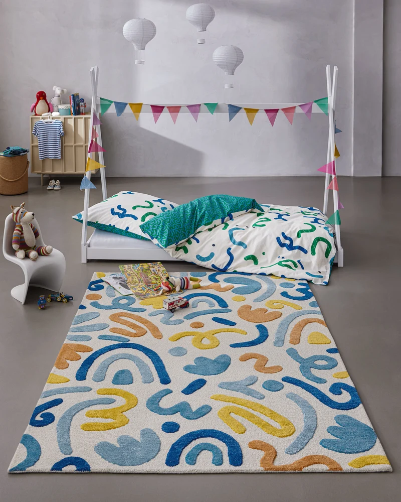 Kinderteppich aus Schurwolle Multi "Scribble" Smart Kids