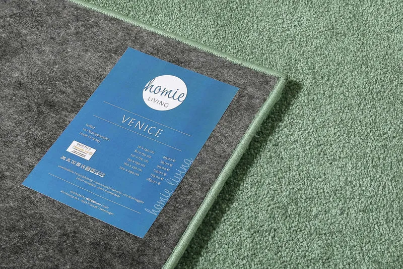Teppich Mint Grün Kurzflor weich & soft "Venice" Homie Living