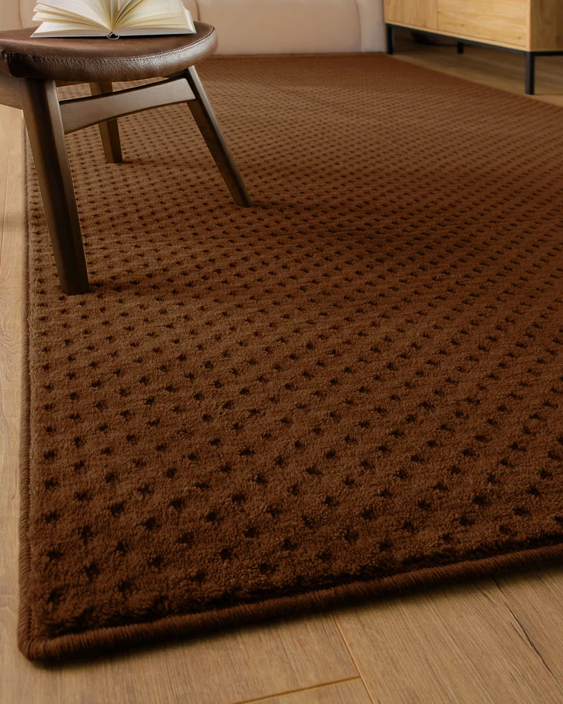 Kurzflor Teppich aus Schurwolle Braun "Castello THREE" WECONhome