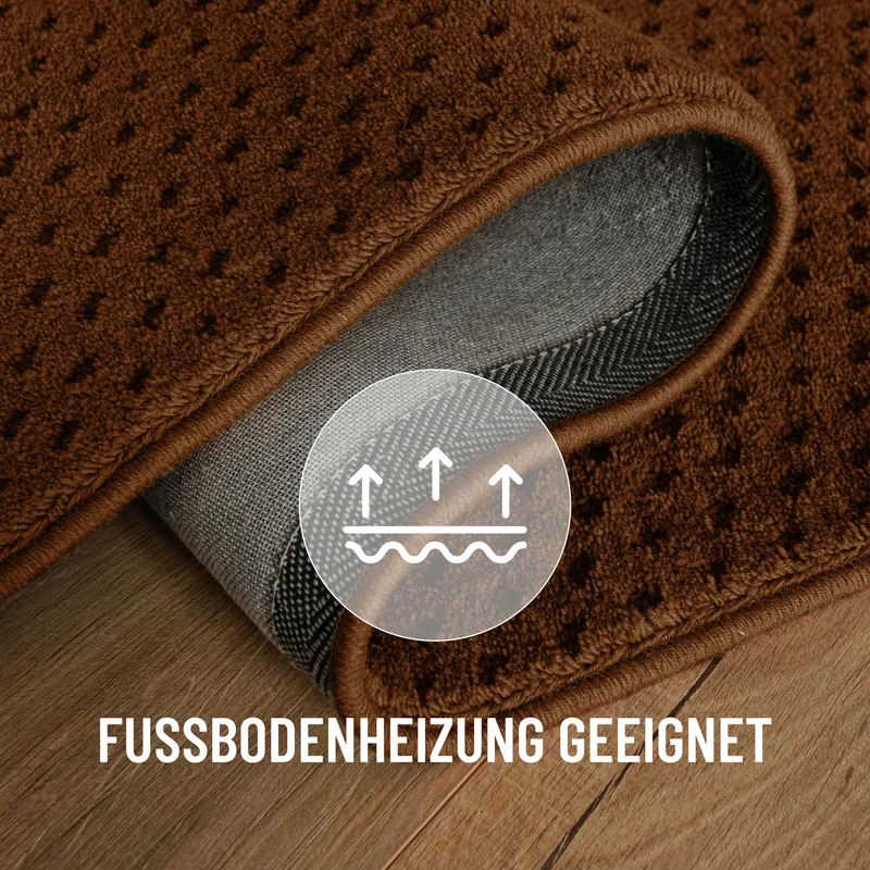 Kurzflor Teppich aus Schurwolle Braun "Castello THREE" WECONhome