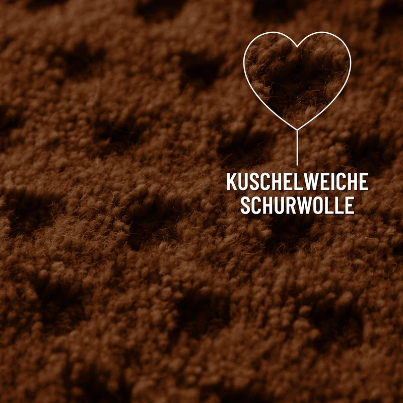 Kurzflor Teppich aus Schurwolle Braun "Castello THREE" WECONhome