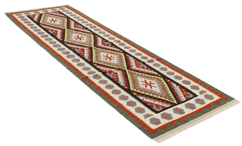 MY-RUG Teppich "Kelim" Rauten-& Diamantmuster, Handgewebt