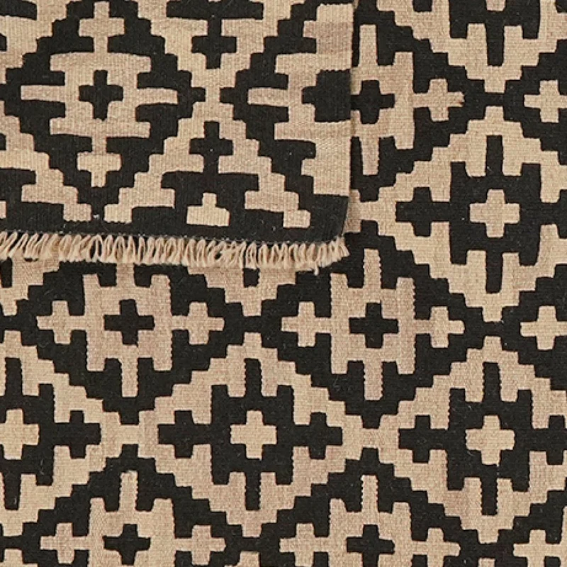 Kelim Gashgai · Handgewebt – Schwarz, 184x121 cm