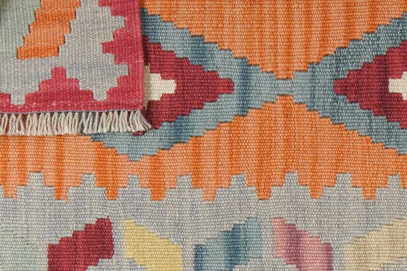 Kelim Gashgai · Handgewebt – Orange, 200x56 cm