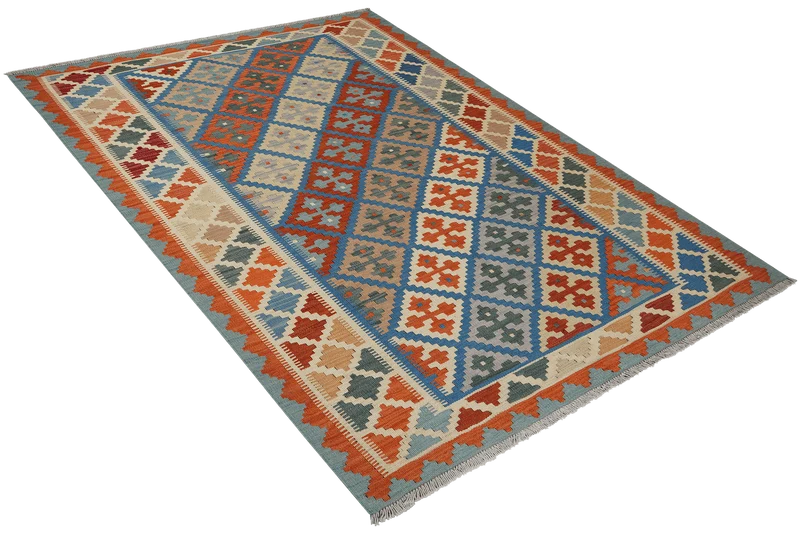 Kelim Gashgai · Handgewebt – Blau, 213x157 cm