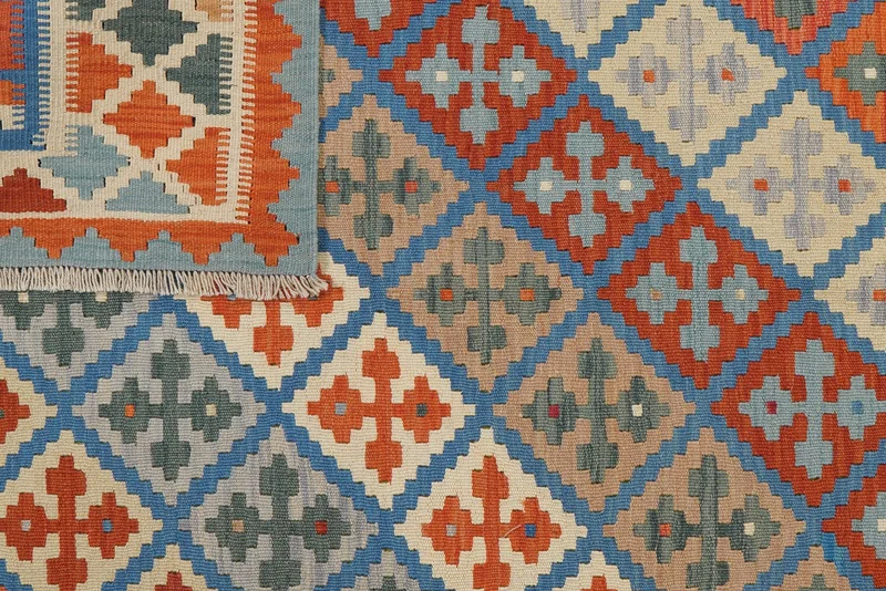 Kelim Gashgai · Handgewebt – Blau, 213x157 cm