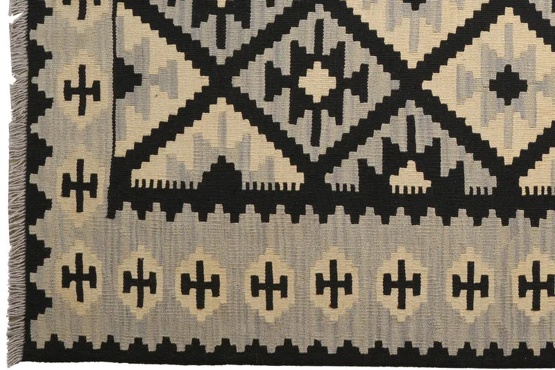 Kelim Gashgai · Handgewebt – Schwarz, 195x149 cm