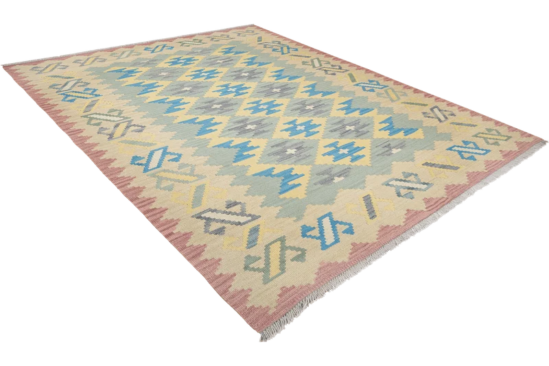 Kelim Gashgai · Handgewebt – Grün, 231x169 cm