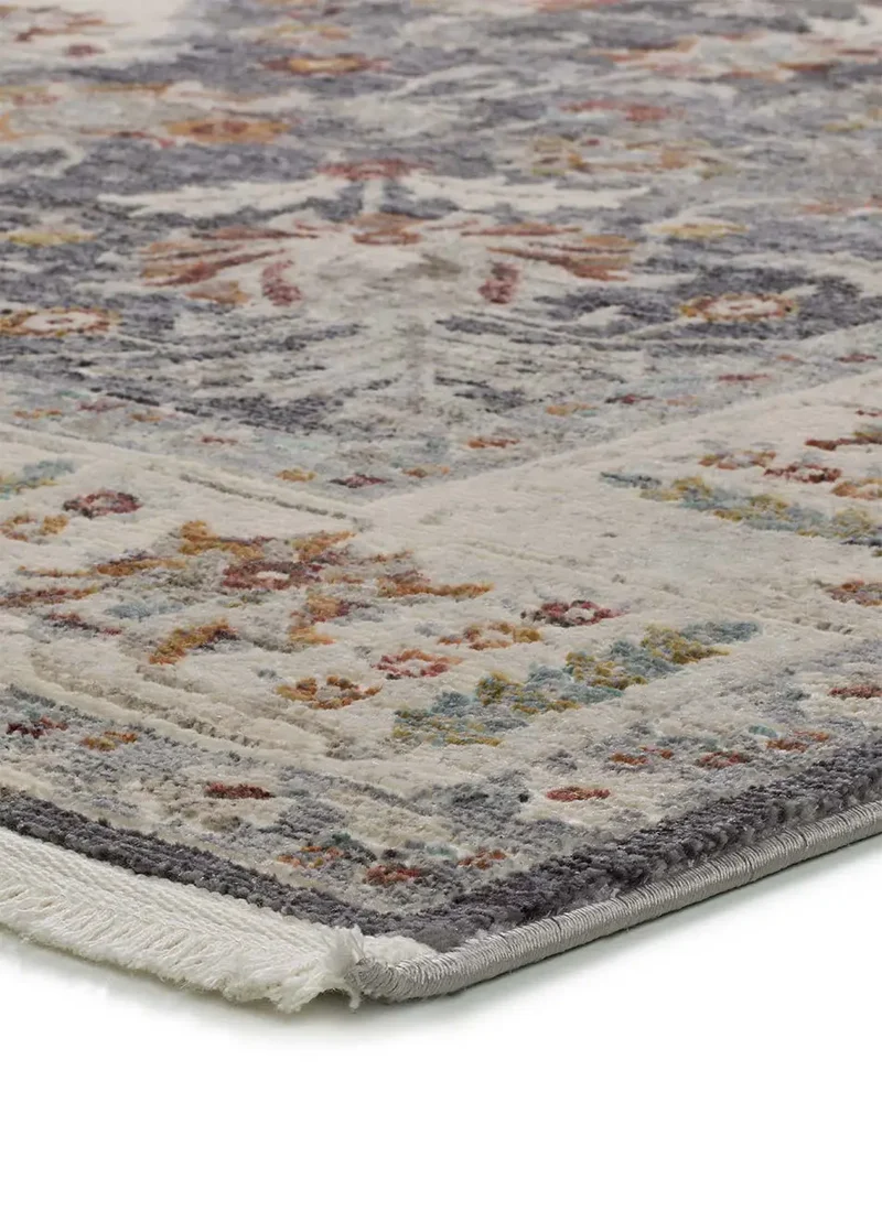 Alfombra vintage con flecos Keshan Gris 52013