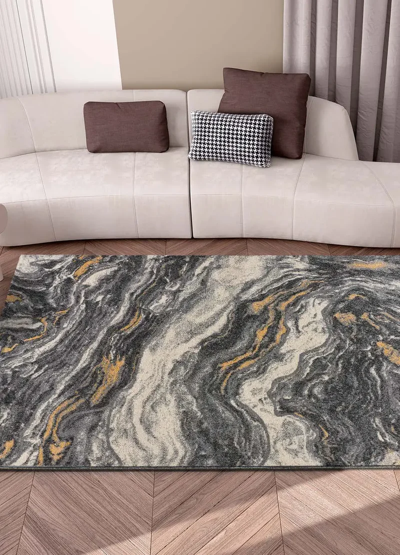 Alfombra efecto Mármol 12309 Gris