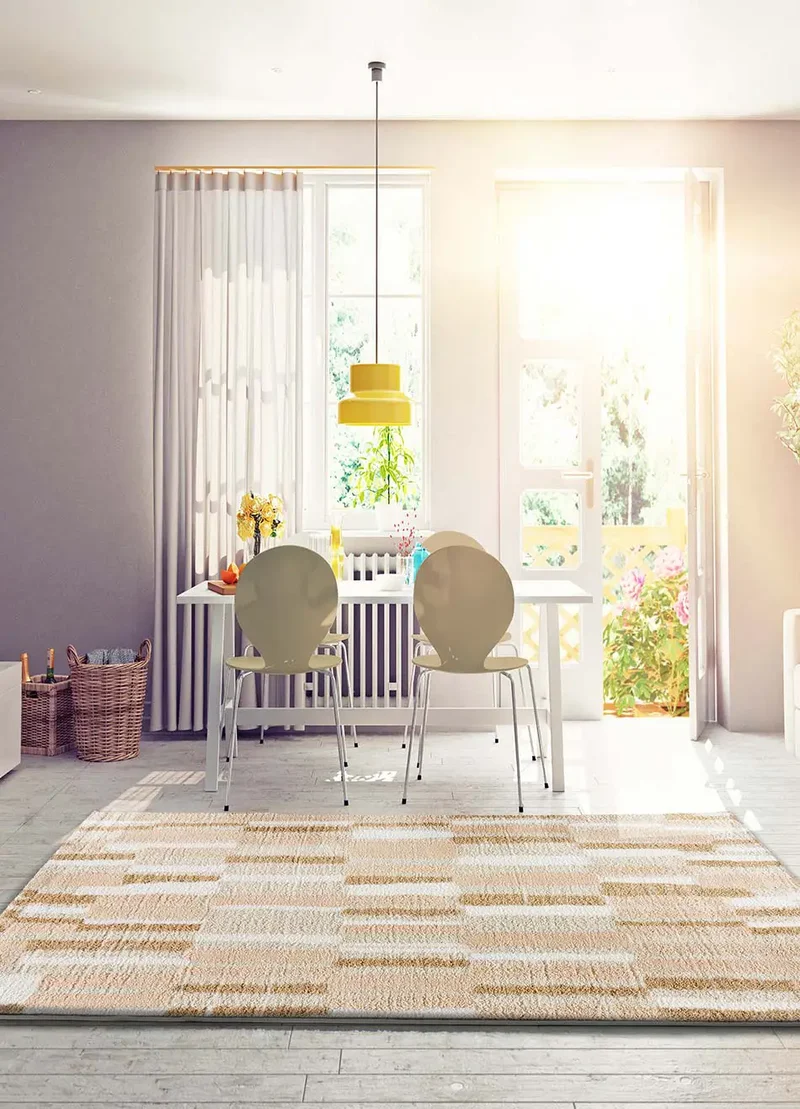 Alfombra shaggy geométrica Serene Terra 8680 Beige