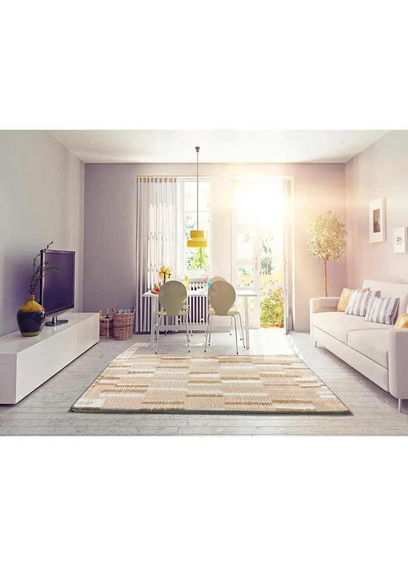 Alfombra shaggy geométrica Serene Terra 8680 Beige