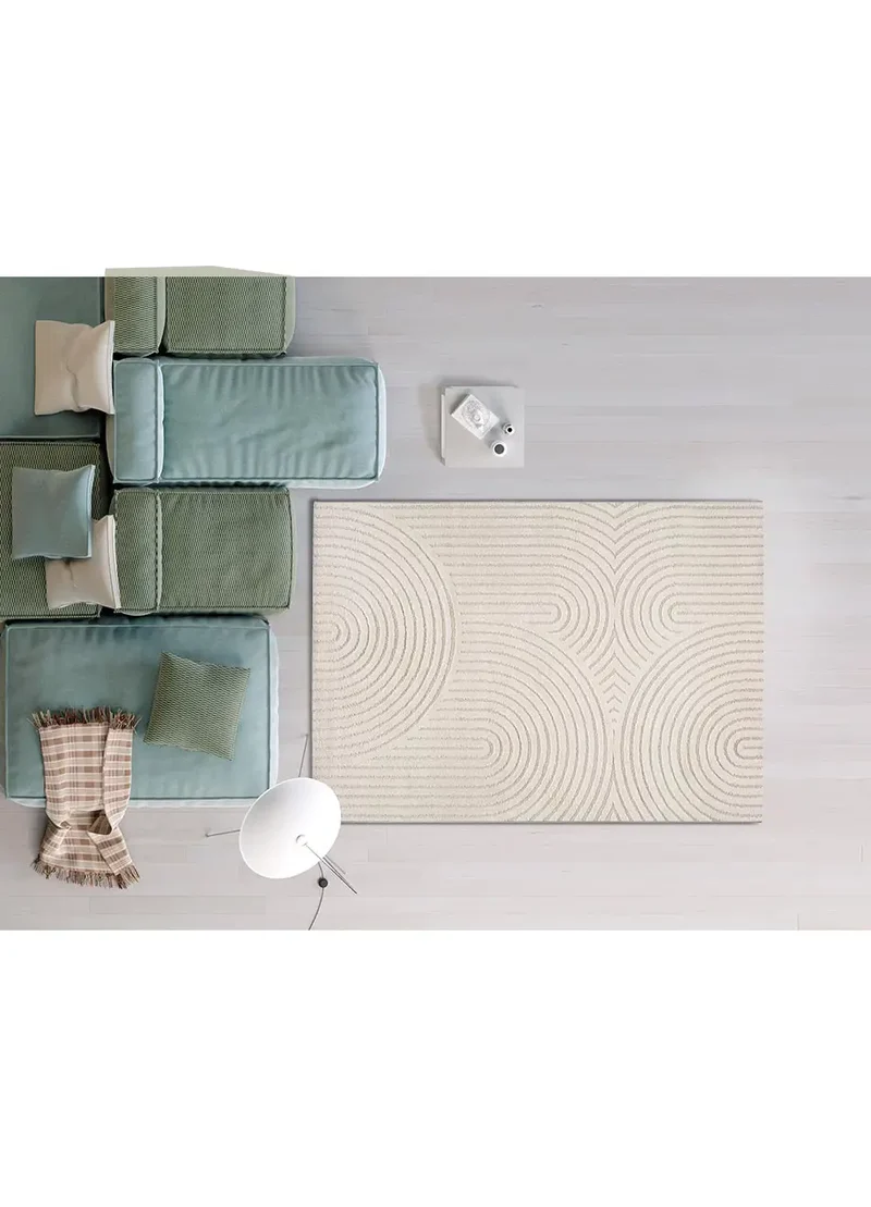 Alfombra estilo escandinavo con relieve Lina 59602 Blanco