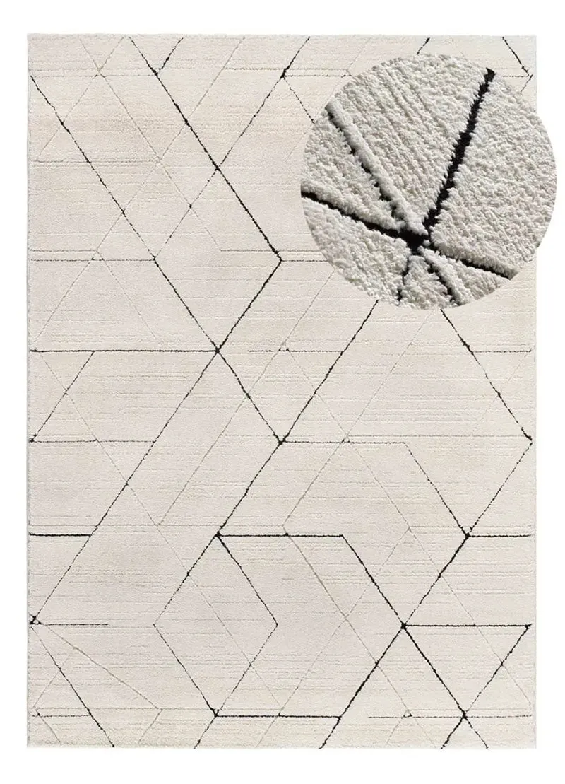 Alfombra geométrica blanco y negro Turín 2378