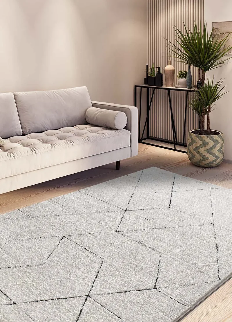 Alfombra geométrica blanco y negro Turín 2378