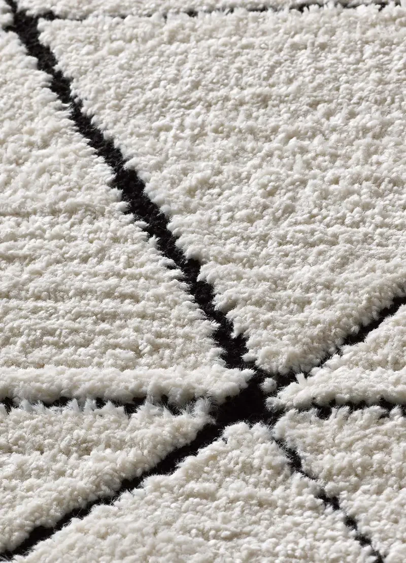 Alfombra geométrica blanco y negro Turín 2378