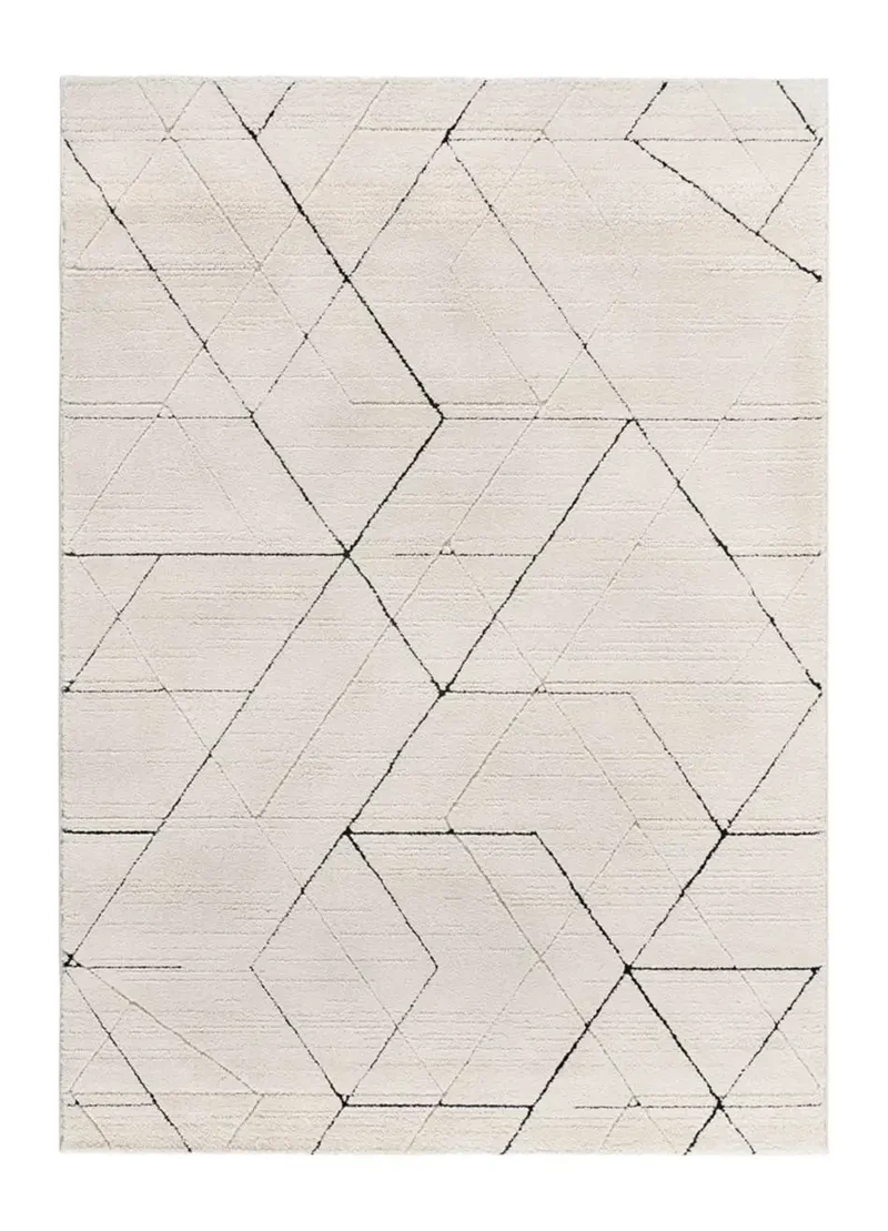 Alfombra geométrica blanco y negro Turín 2378