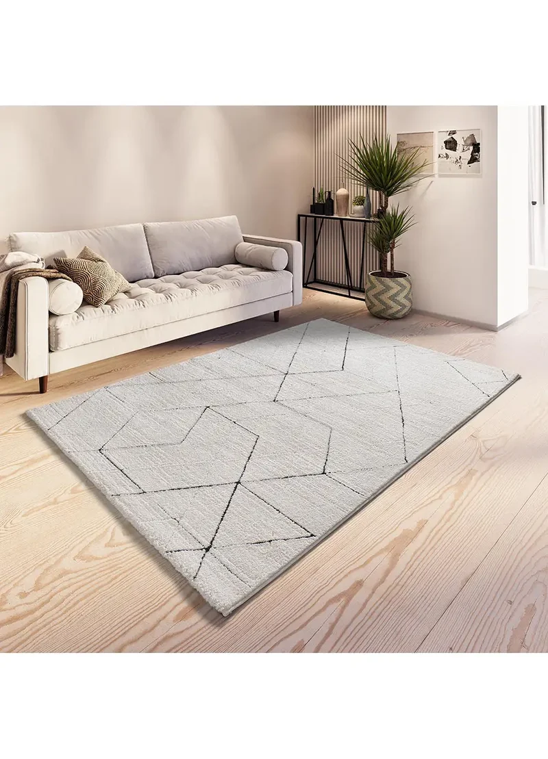 Alfombra geométrica blanco y negro Turín 2378