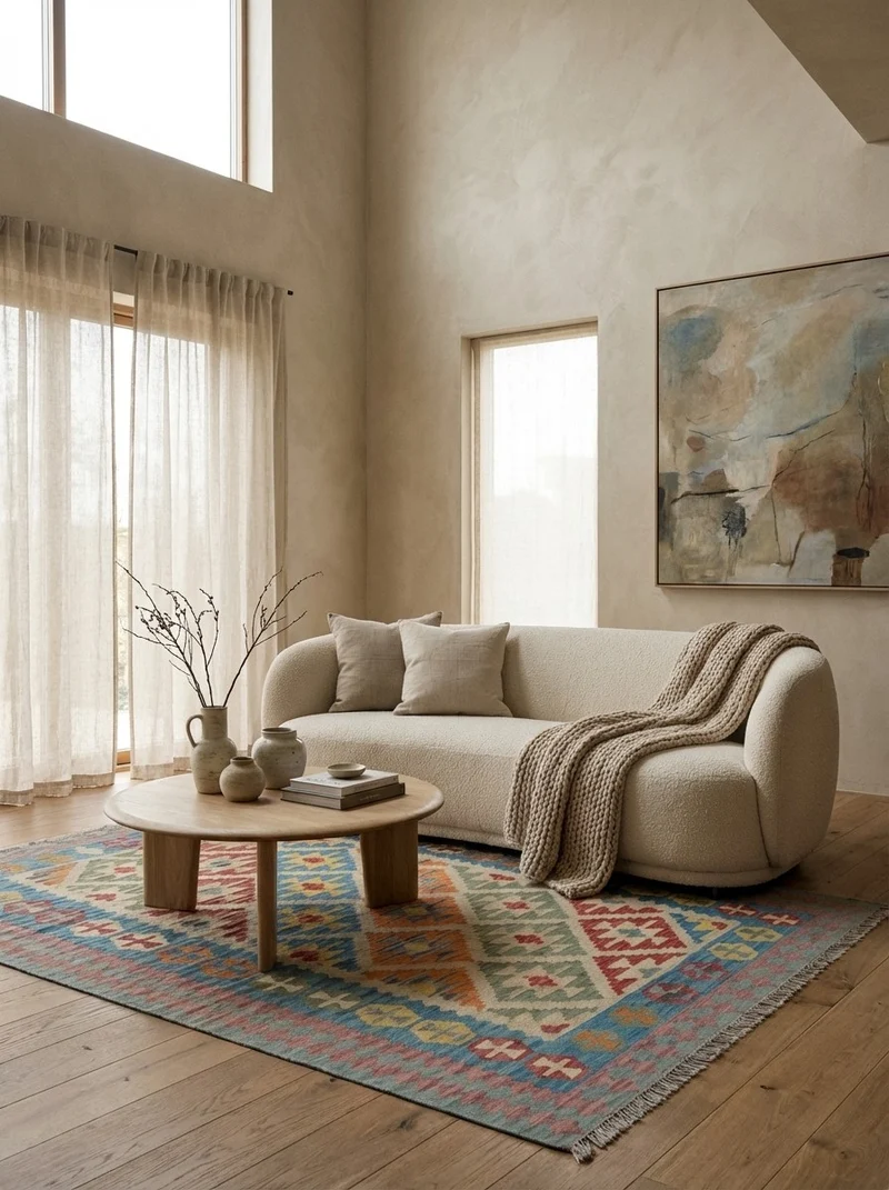 Kelim Gashgai · Handgewebt – Beige, 201x151 cm