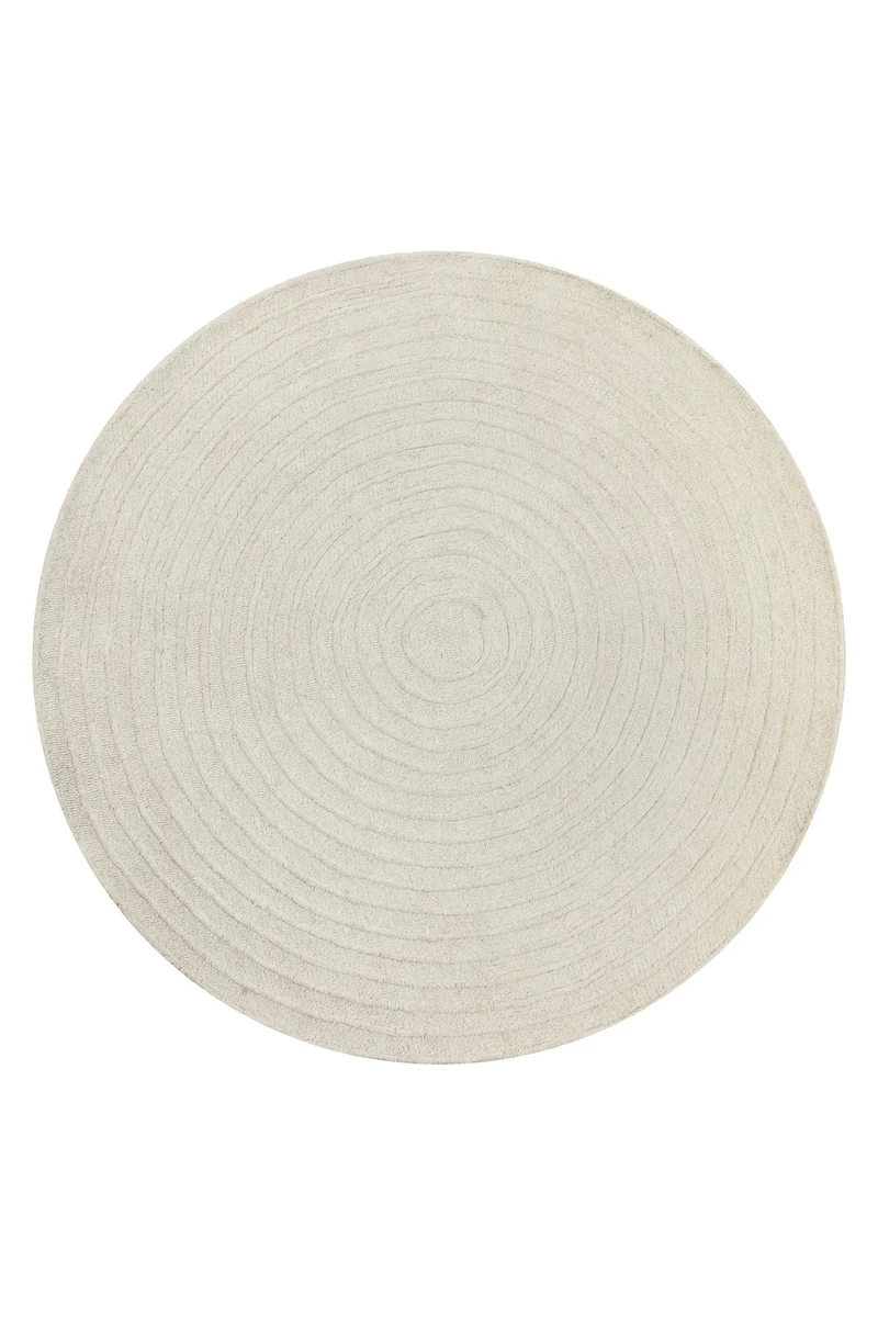 Kurzflor Teppich Rund Creme Weiß aus Schurwolle "Hamptons NINETEEN" WECONhome
