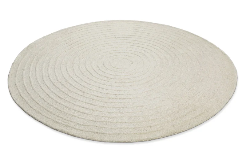Kurzflor Teppich Rund Creme Weiß aus Schurwolle "Hamptons NINETEEN" WECONhome