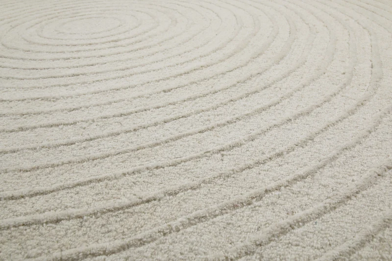 Kurzflor Teppich Rund Creme Weiß aus Schurwolle "Hamptons NINETEEN" WECONhome