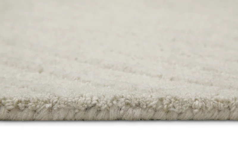 Kurzflor Teppich Rund Creme Weiß aus Schurwolle "Hamptons NINETEEN" WECONhome