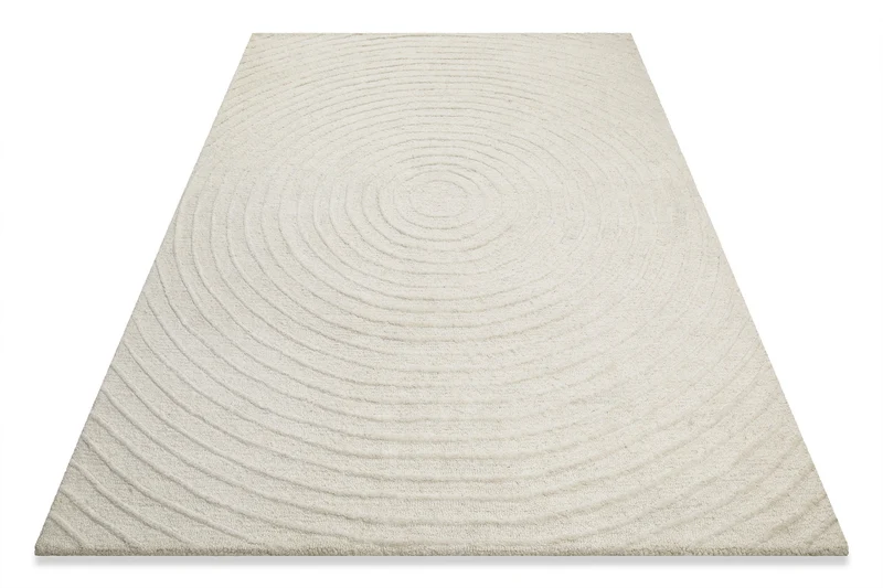 Kurzflor Teppich Creme Weiß aus Schurwolle "Hamptons NINETEEN" WECONhome