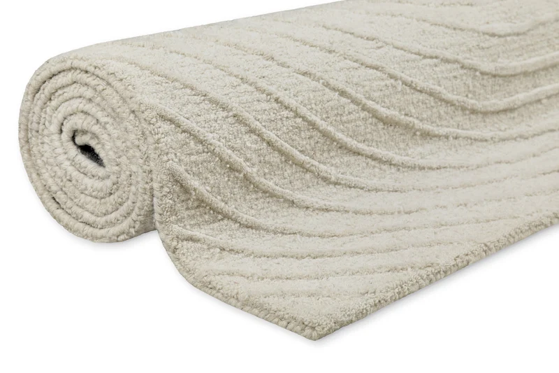 Kurzflor Teppich Creme Weiß aus Schurwolle "Hamptons NINETEEN" WECONhome