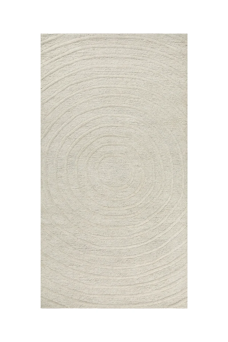 Kurzflor Teppich Creme Weiß aus Schurwolle "Hamptons NINETEEN" WECONhome