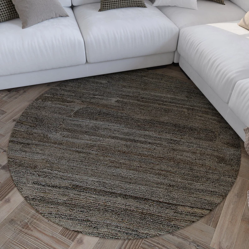 Kurzflor Teppich Rund Grau Braun meliert "Hamptons EIGHTEEN" WECONhome