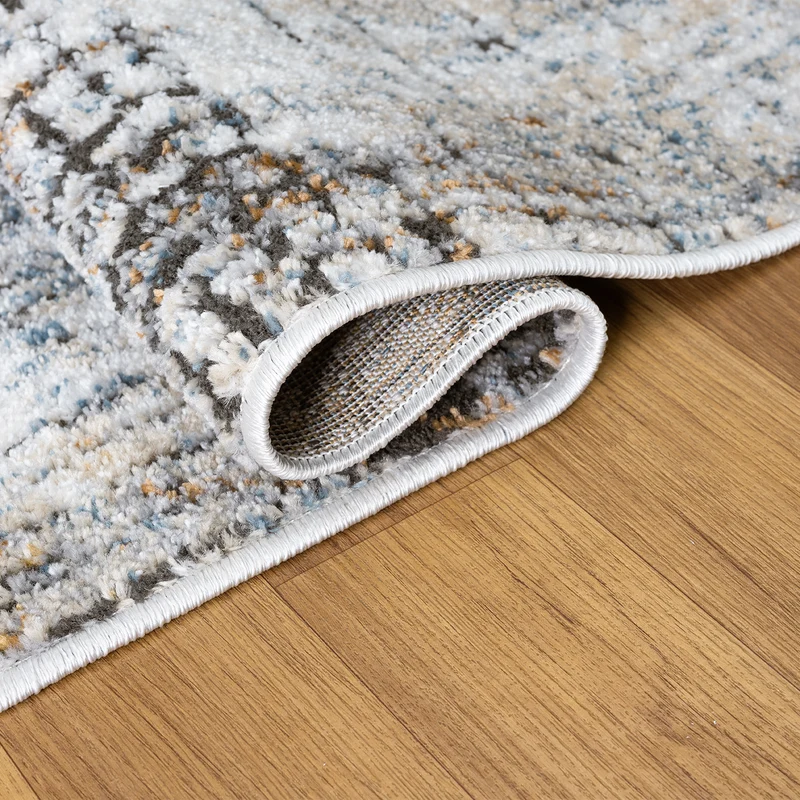 Teppich Wohnzimmer Vintage Look Beige, Bunter Farbmix Teppich Kurzflor Boho Used Look Motiv