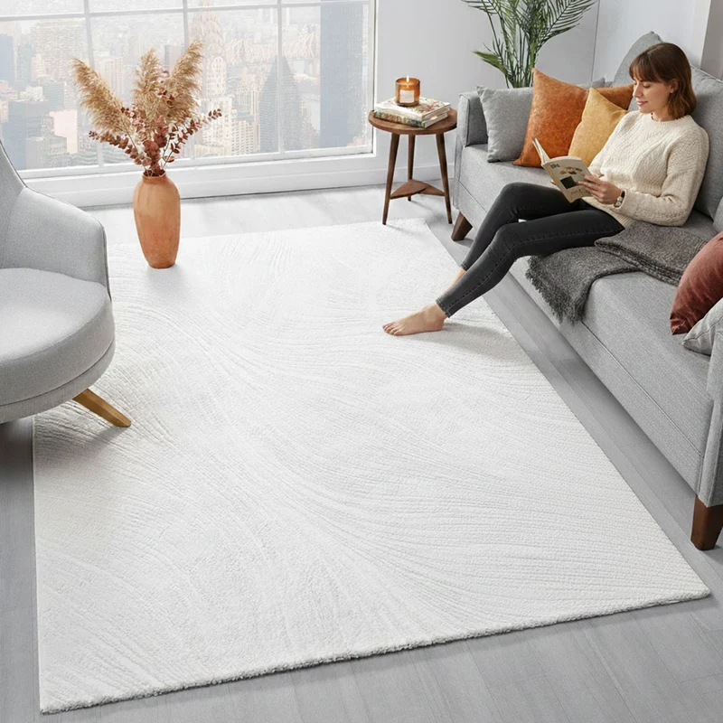 Teppich Wohnzimmer Teppich Schlafzimmer, flur, küche Kurzflor Boho Design Unifarbe Hoch-Tief-Effekt Modern 3D Weich