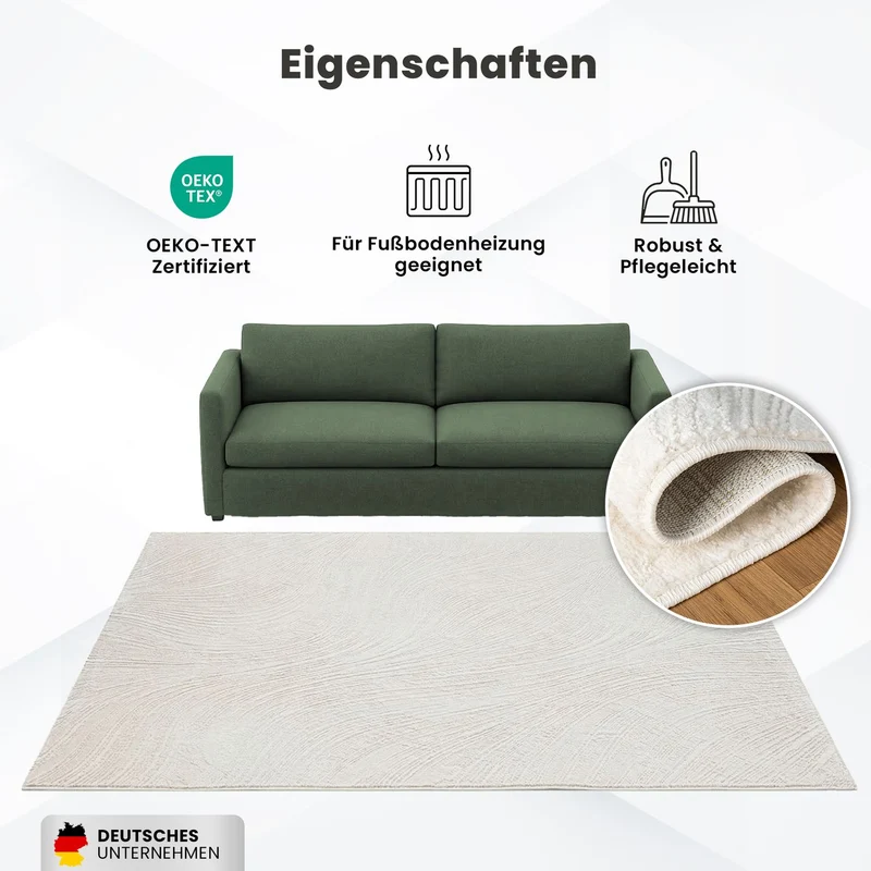 Teppich Wohnzimmer Teppich Schlafzimmer, flur, küche Kurzflor Boho Design Unifarbe Hoch-Tief-Effekt Modern 3D Weich