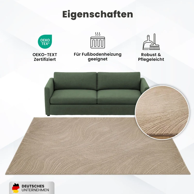 Teppich Wohnzimmer Teppich Schlafzimmer, flur, küche Kurzflor Boho Design Unifarbe Hoch-Tief-Effekt Modern 3D Weich