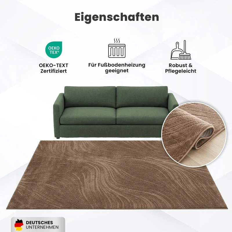 Teppich Wohnzimmer Teppich Schlafzimmer, flur, küche Kurzflor Boho Design Unifarbe Hoch-Tief-Effekt Modern 3D Weich