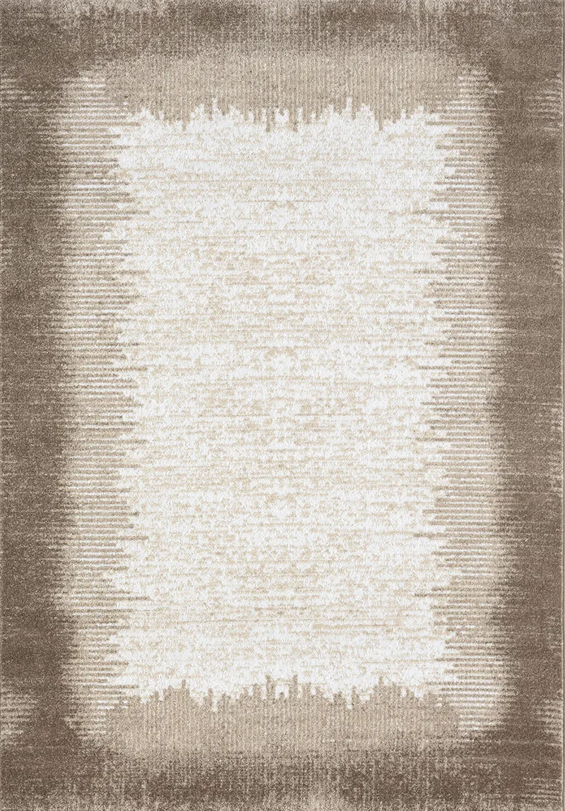 Teppich Wohnzimmer kurzflor Muster Kanten Qualität- Soft Grau / Beige für , Schlafzimmer
