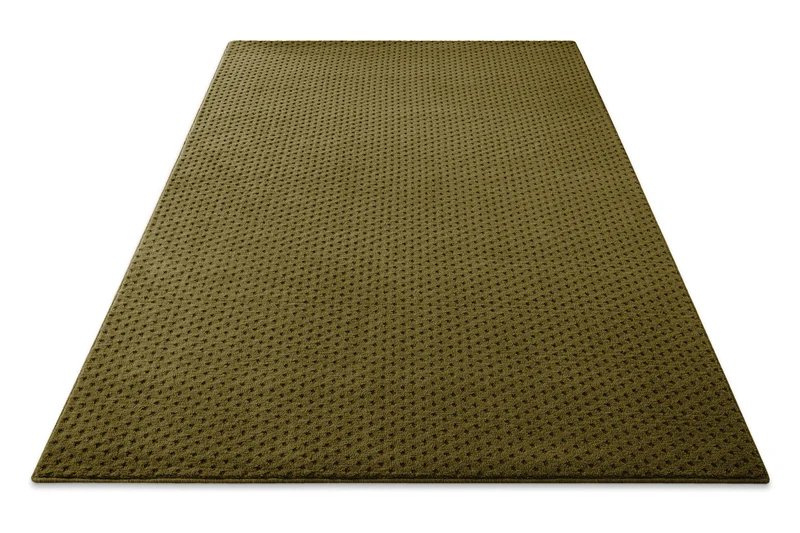 Kurzflor Teppich aus Schurwolle Oliv Grün "Castello THREE" WECONhome