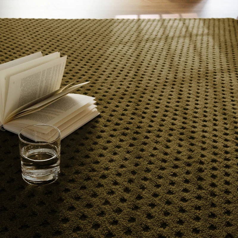 Kurzflor Teppich aus Schurwolle Oliv Grün "Castello THREE" WECONhome