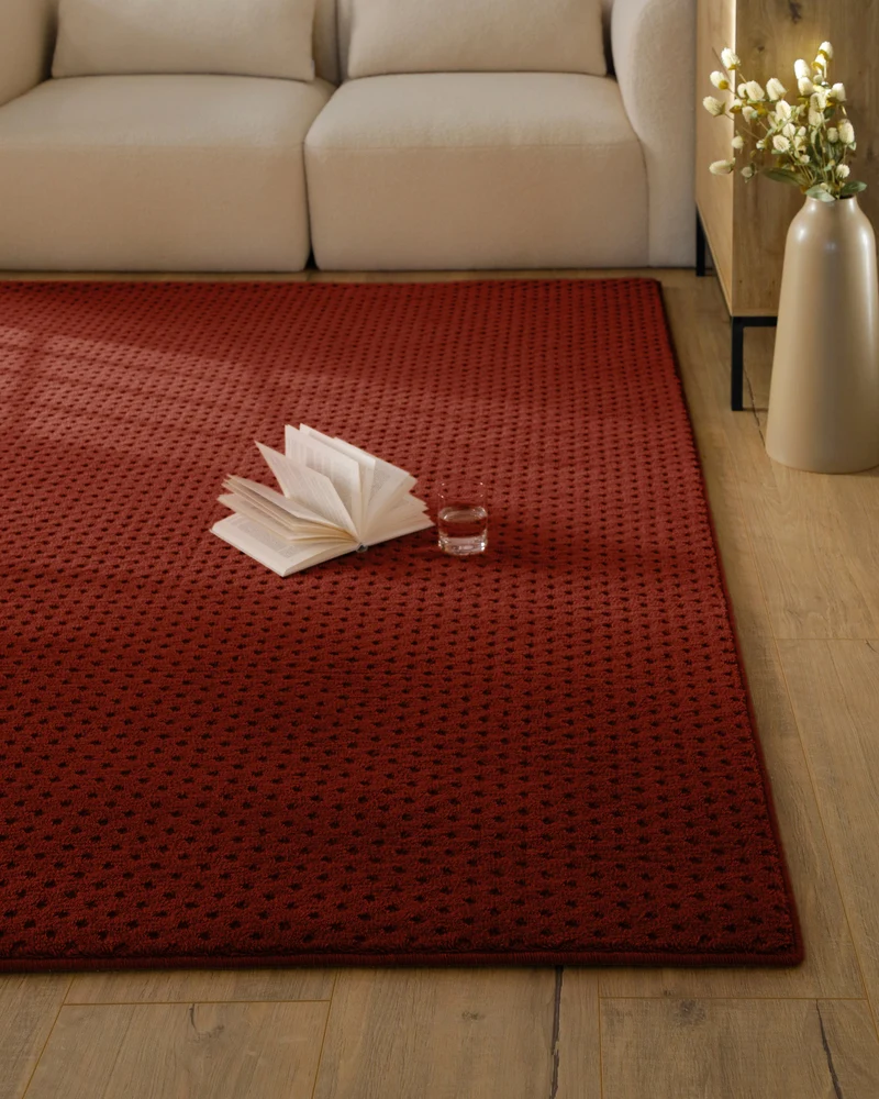 Kurzflor Teppich aus Schurwolle Purpur Rot "Castello THREE" WECONhome