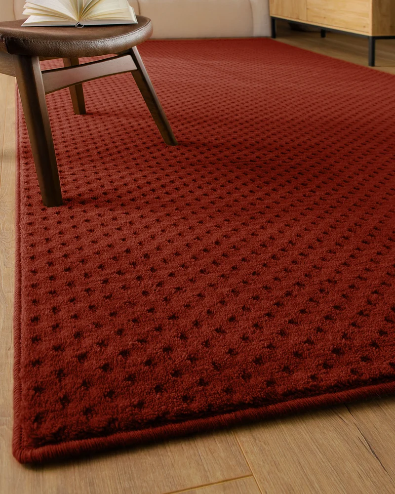 Kurzflor Teppich aus Schurwolle Purpur Rot "Castello THREE" WECONhome