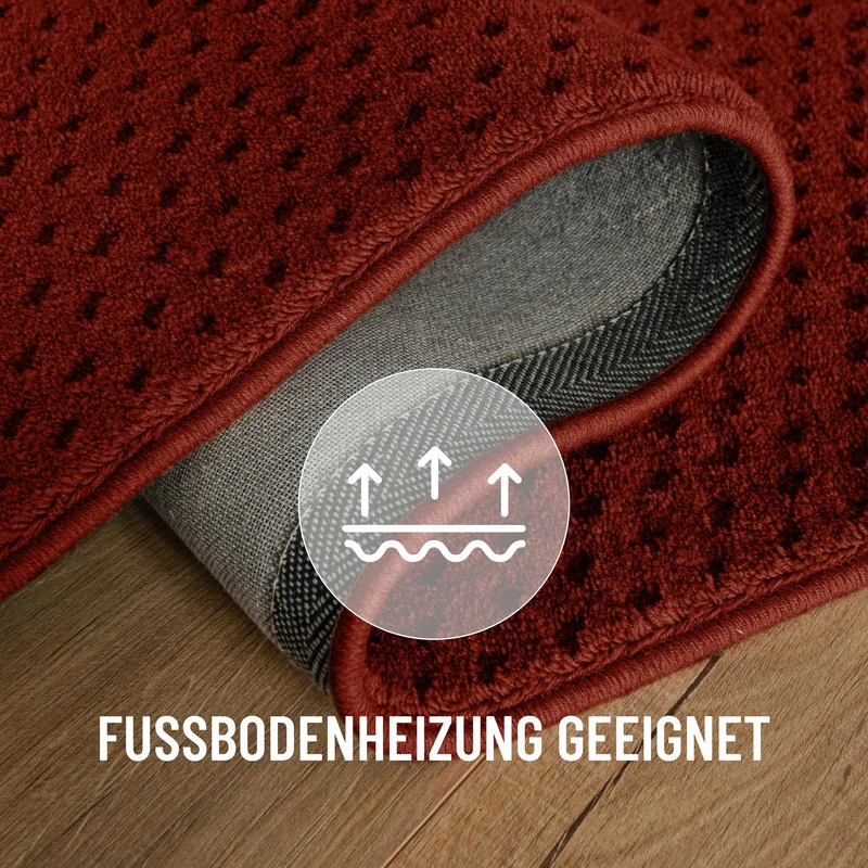 Kurzflor Teppich aus Schurwolle Purpur Rot "Castello THREE" WECONhome