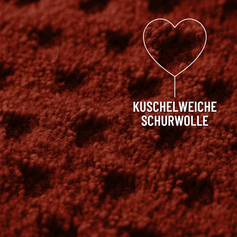 Kurzflor Teppich aus Schurwolle Purpur Rot "Castello THREE" WECONhome
