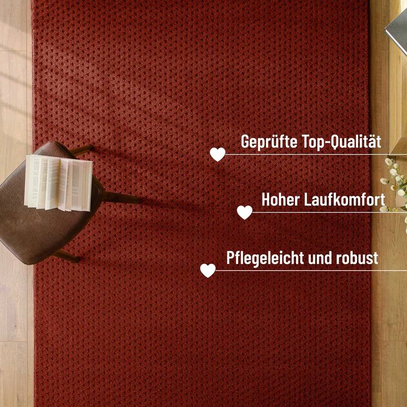Kurzflor Teppich aus Schurwolle Purpur Rot "Castello THREE" WECONhome