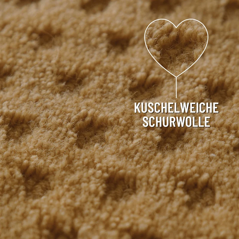 Kurzflor Teppich aus Schurwolle Karamell "Castello THREE" WECONhome