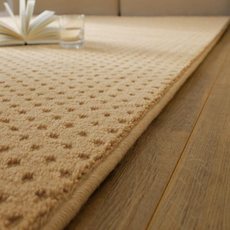 Kurzflor Teppich aus Schurwolle Sand Beige "Castello THREE" WECONhome