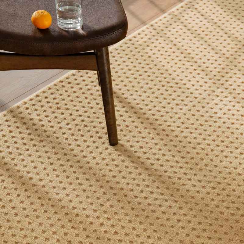 Kurzflor Teppich aus Schurwolle Sand Beige "Castello THREE" WECONhome