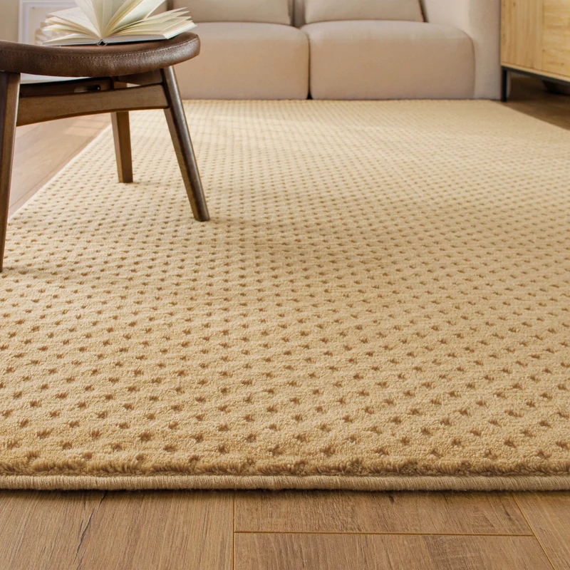 Kurzflor Teppich aus Schurwolle Sand Beige "Castello THREE" WECONhome