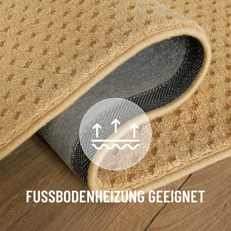 Kurzflor Teppich aus Schurwolle Sand Beige "Castello THREE" WECONhome